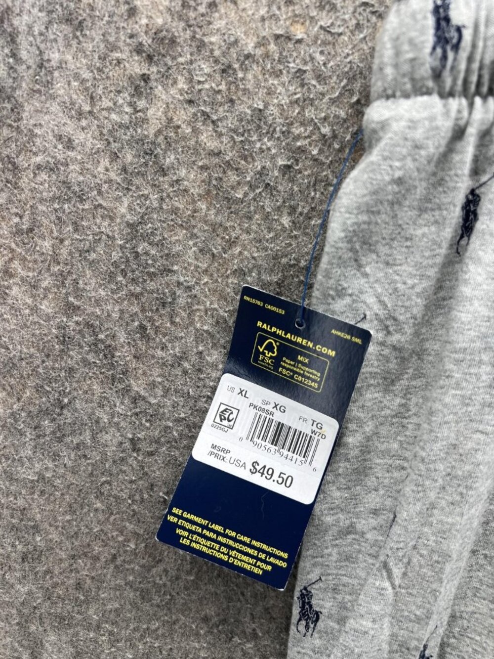 Polo Ralph Lauren Pajama Pants Mens XL Gray Jersey Knit Logo Sleepwear Joggers - Picture 5 of 12